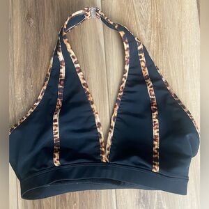 LA Dance Design Sports Bra Halter Top Black and Animal Print
